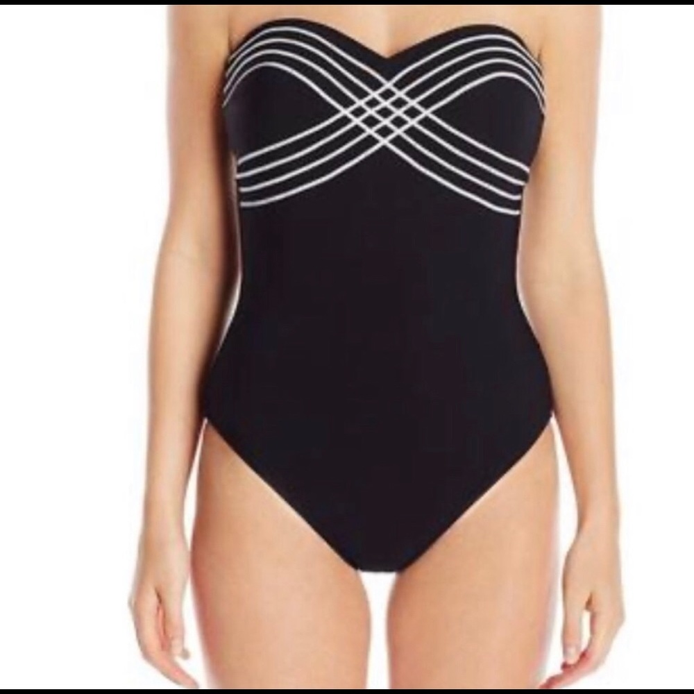 NWT Gottex Black Strapped OnePiece Swimsuit SZ 6